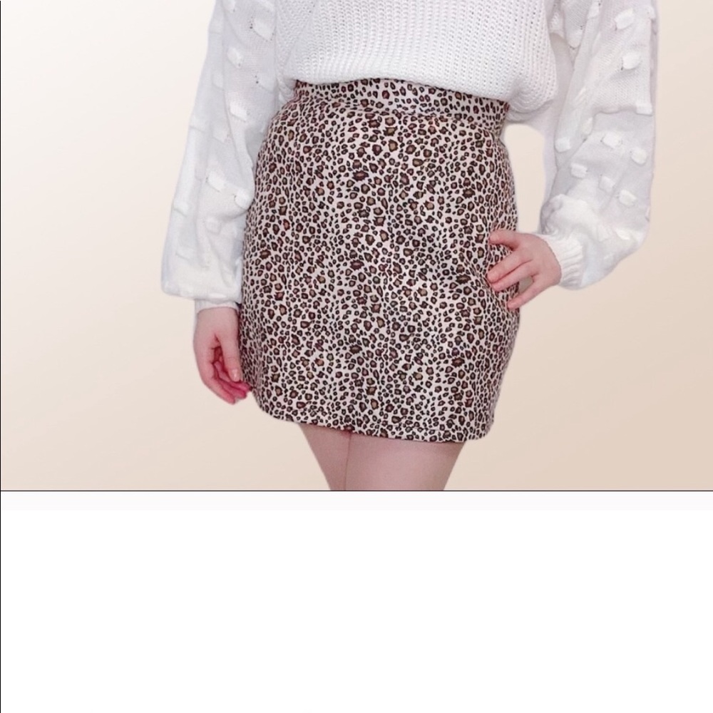 Cheetah print suede mini skirt